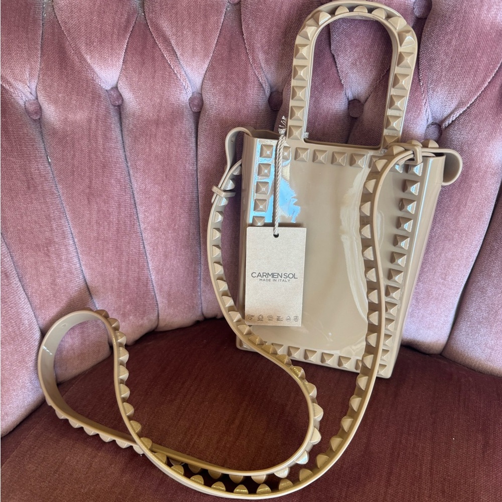 Carmen Sol Beige Studded Mini Bag